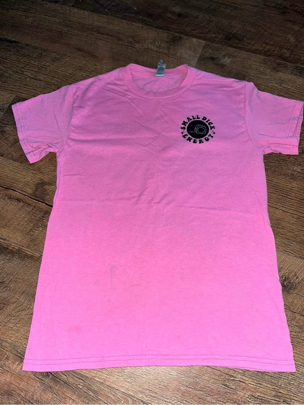 Pink Graphic Crewneck Tee with Small Dick Energy Logo